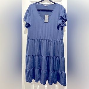 XL Celkuser Navy Tiered Casual Summer Dress. BRAND NEW